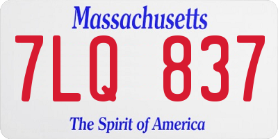 MA license plate 7LQ837