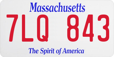 MA license plate 7LQ843