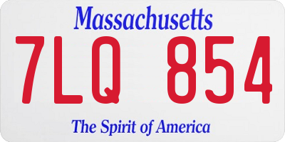 MA license plate 7LQ854