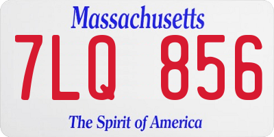 MA license plate 7LQ856