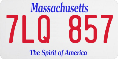 MA license plate 7LQ857