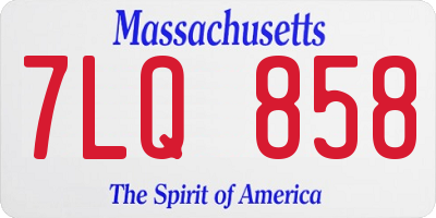 MA license plate 7LQ858