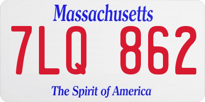 MA license plate 7LQ862