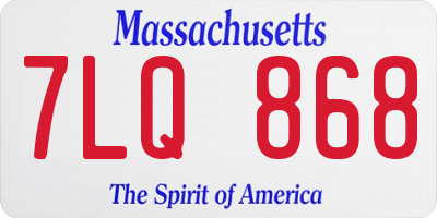 MA license plate 7LQ868