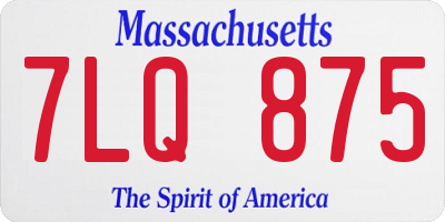 MA license plate 7LQ875