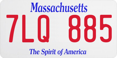 MA license plate 7LQ885