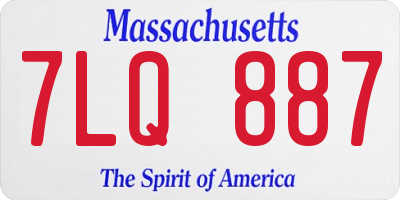 MA license plate 7LQ887
