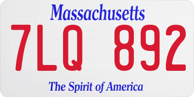 MA license plate 7LQ892