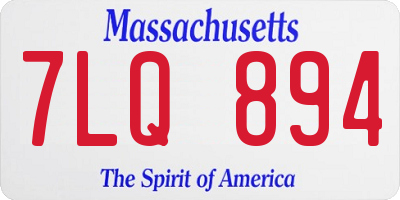 MA license plate 7LQ894