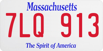 MA license plate 7LQ913