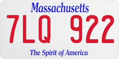 MA license plate 7LQ922