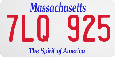 MA license plate 7LQ925