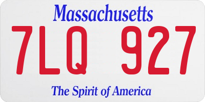 MA license plate 7LQ927