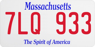 MA license plate 7LQ933
