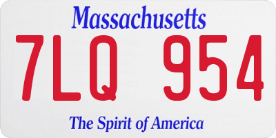MA license plate 7LQ954