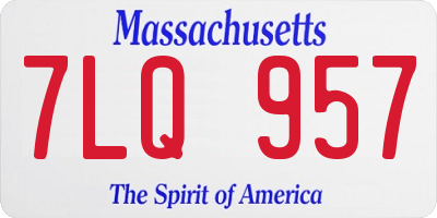 MA license plate 7LQ957
