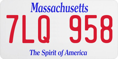 MA license plate 7LQ958