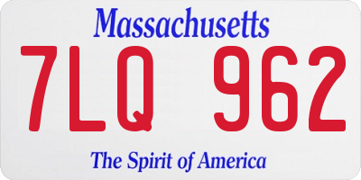 MA license plate 7LQ962