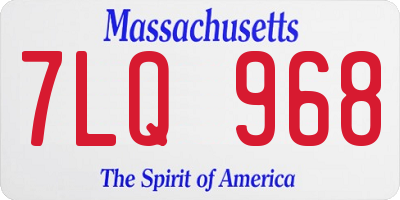 MA license plate 7LQ968
