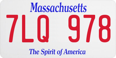 MA license plate 7LQ978