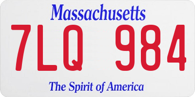 MA license plate 7LQ984