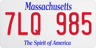 MA license plate 7LQ985