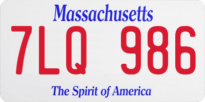 MA license plate 7LQ986