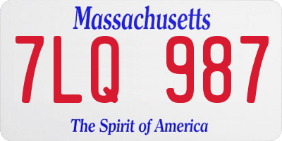 MA license plate 7LQ987
