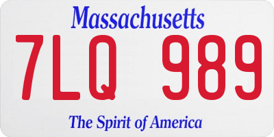 MA license plate 7LQ989