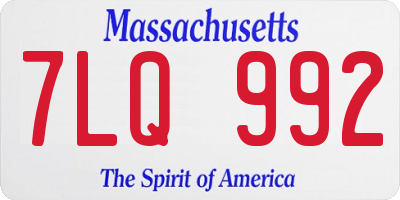 MA license plate 7LQ992