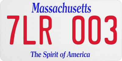 MA license plate 7LR003