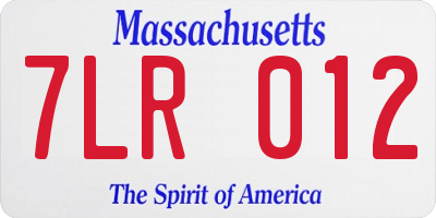 MA license plate 7LR012