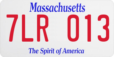 MA license plate 7LR013