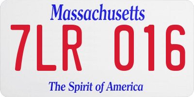 MA license plate 7LR016