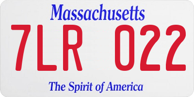 MA license plate 7LR022