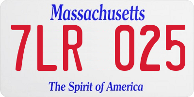 MA license plate 7LR025