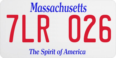 MA license plate 7LR026