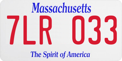 MA license plate 7LR033
