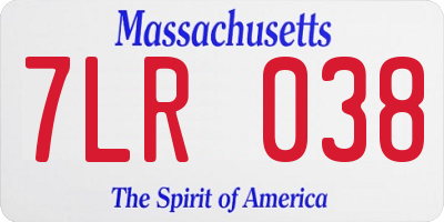 MA license plate 7LR038