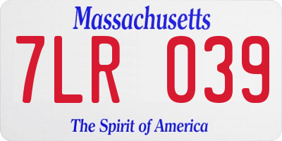 MA license plate 7LR039