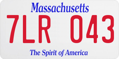 MA license plate 7LR043