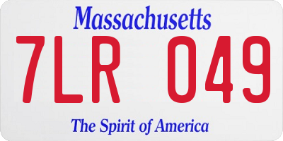 MA license plate 7LR049