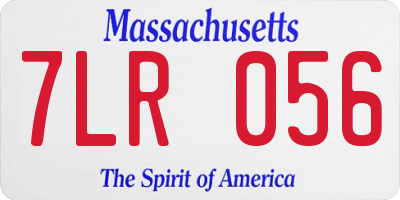 MA license plate 7LR056