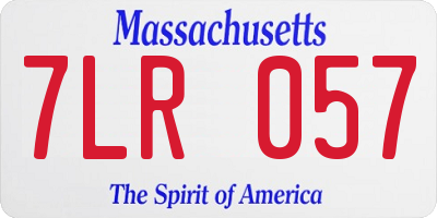 MA license plate 7LR057