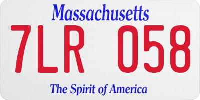 MA license plate 7LR058