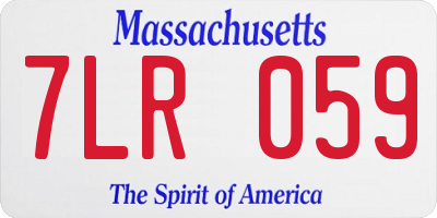 MA license plate 7LR059