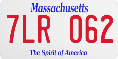 MA license plate 7LR062