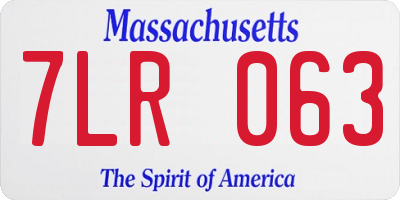 MA license plate 7LR063