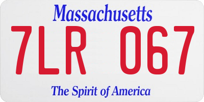 MA license plate 7LR067