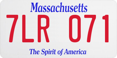 MA license plate 7LR071